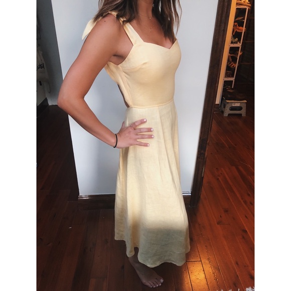 linen backless dress